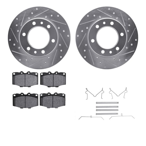 Dynamic Friction Co 7412-76003, Rotors-Drilled and Slotted-Silver w/Ultimate Duty Brake Pads incl. Hardware, Zinc Coated 7412-76003